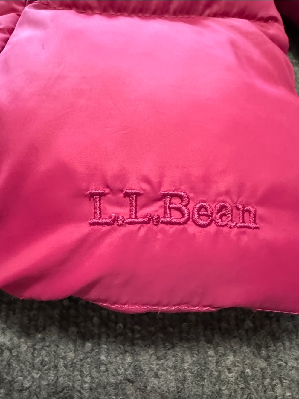 L.L.Bean Down Puffer Jacket L Hot Pink Faux Fur Hood Retro Ski Bunny Winter - Picture 10 of 16